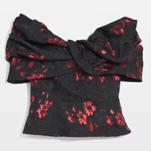 WHITE HOUSE BLACK MARKET STUNNING FLORAL JACQUARD BUSTIER OFF SHOULDER TOP NEW 2
